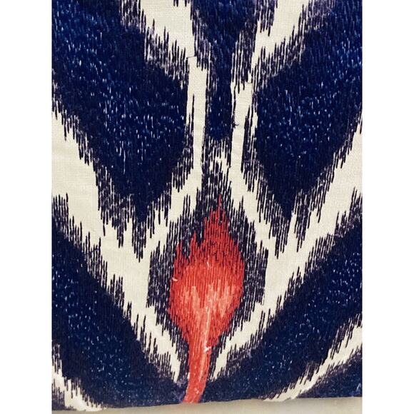 ECHO Designs Blue White Red Pillow w/ Insert 15" Square RARE Zip closure Abstrac - Picture 6 of 12